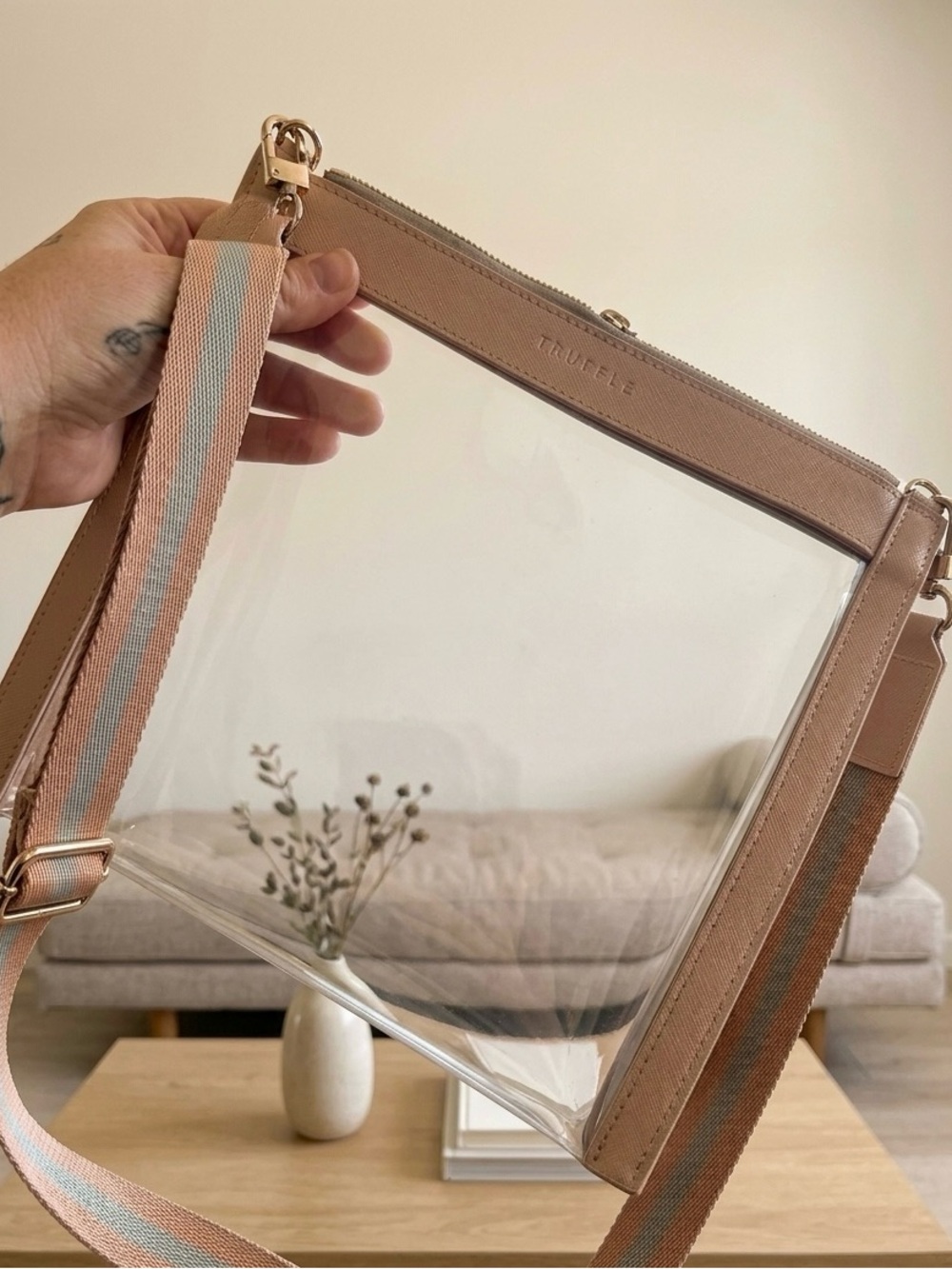 Truffle Clear Crossbody Bag in Blush